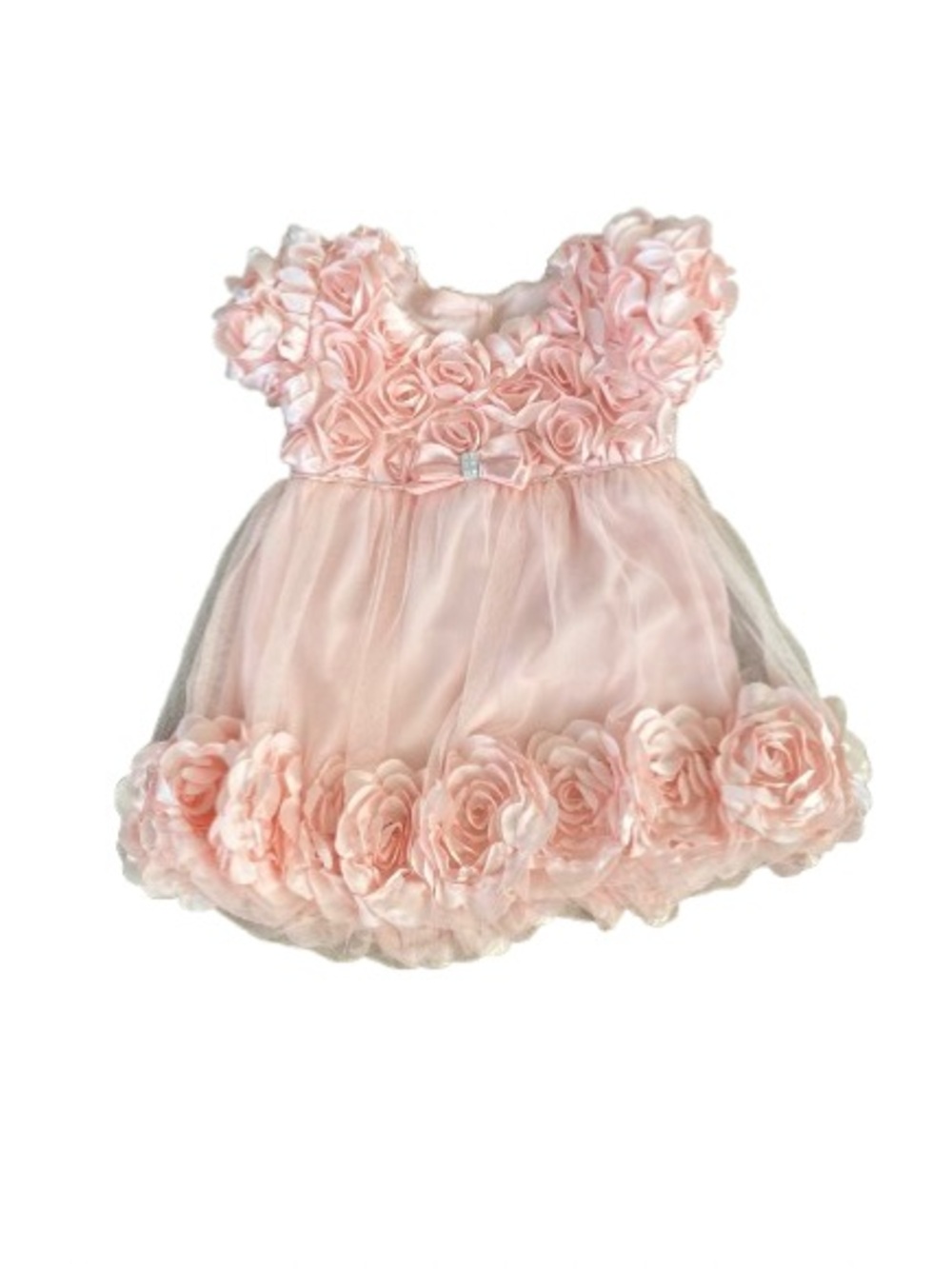 Baby Girls Pink Floral Rosette Dress - Kids Toys